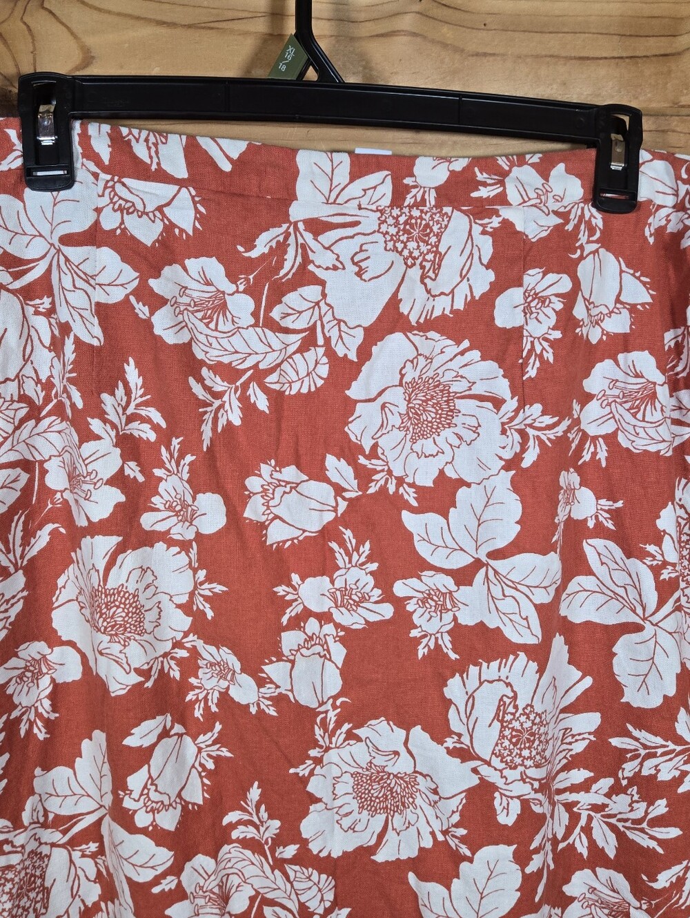 Old Navy Linen Blend Maxi Skirt Floral Coral Cream Women's XL Coastal Beach